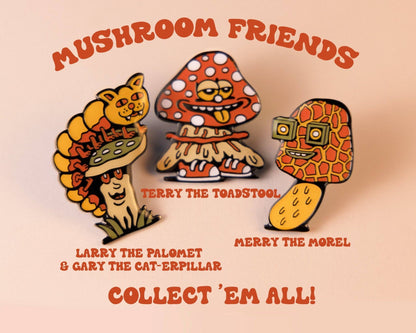 Mushroom Friend Enamel Pin, Toadstool