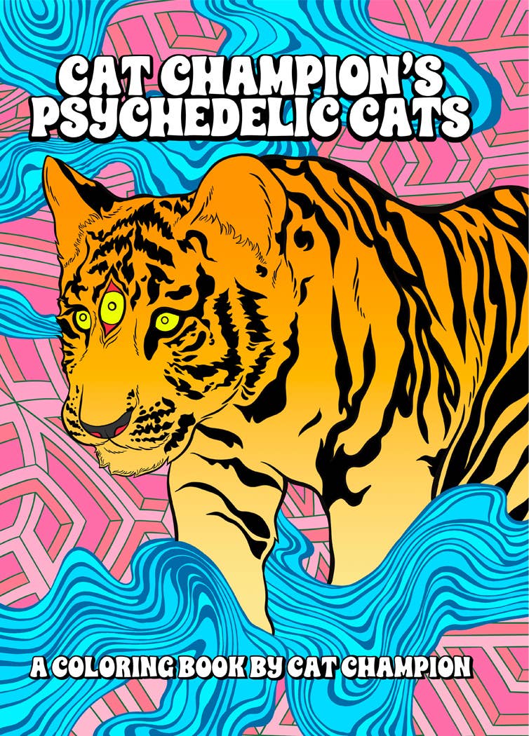 Psychedelic Cats Coloring Book