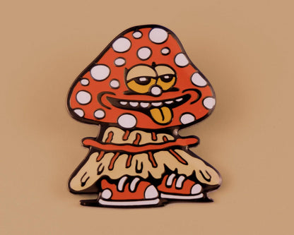 Mushroom Friend Enamel Pin, Toadstool