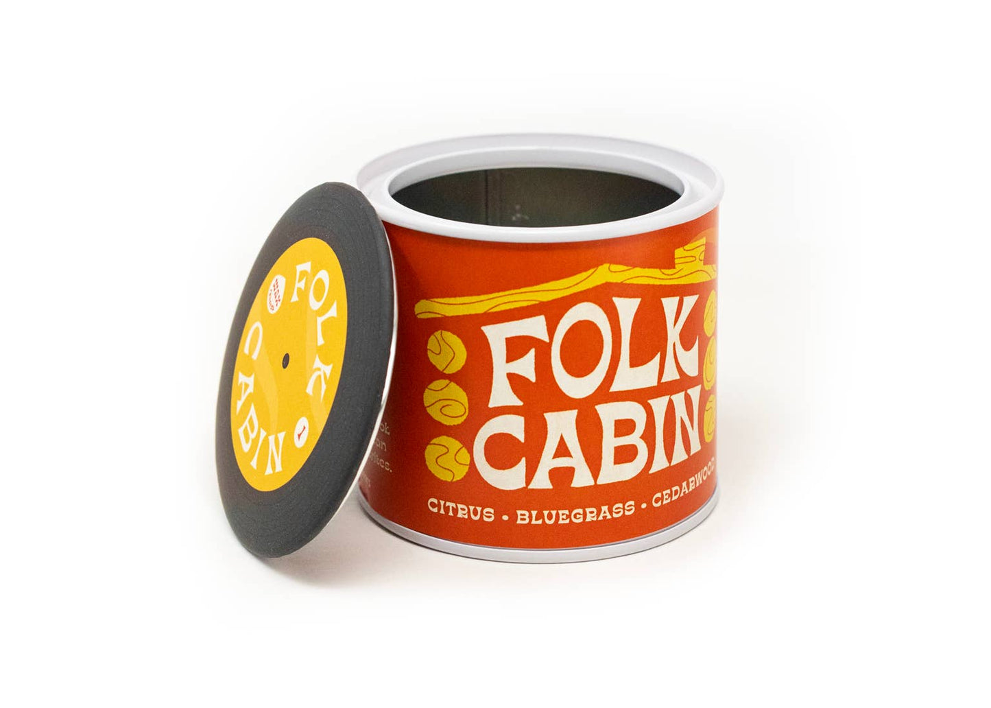 Folk Cabin Soy Candle with Playlist & Vinyl Magnet