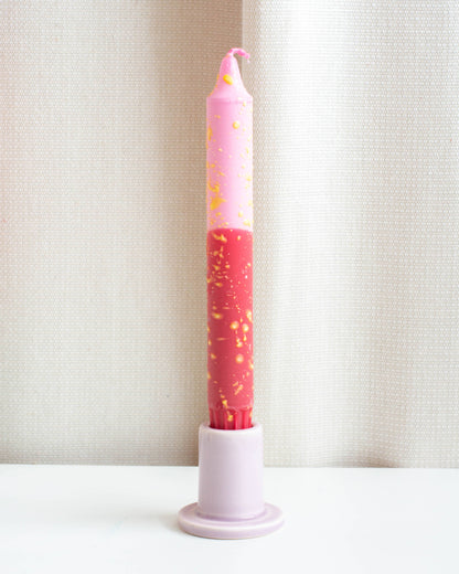 Pink & Red Yellow Confetti Taper candles