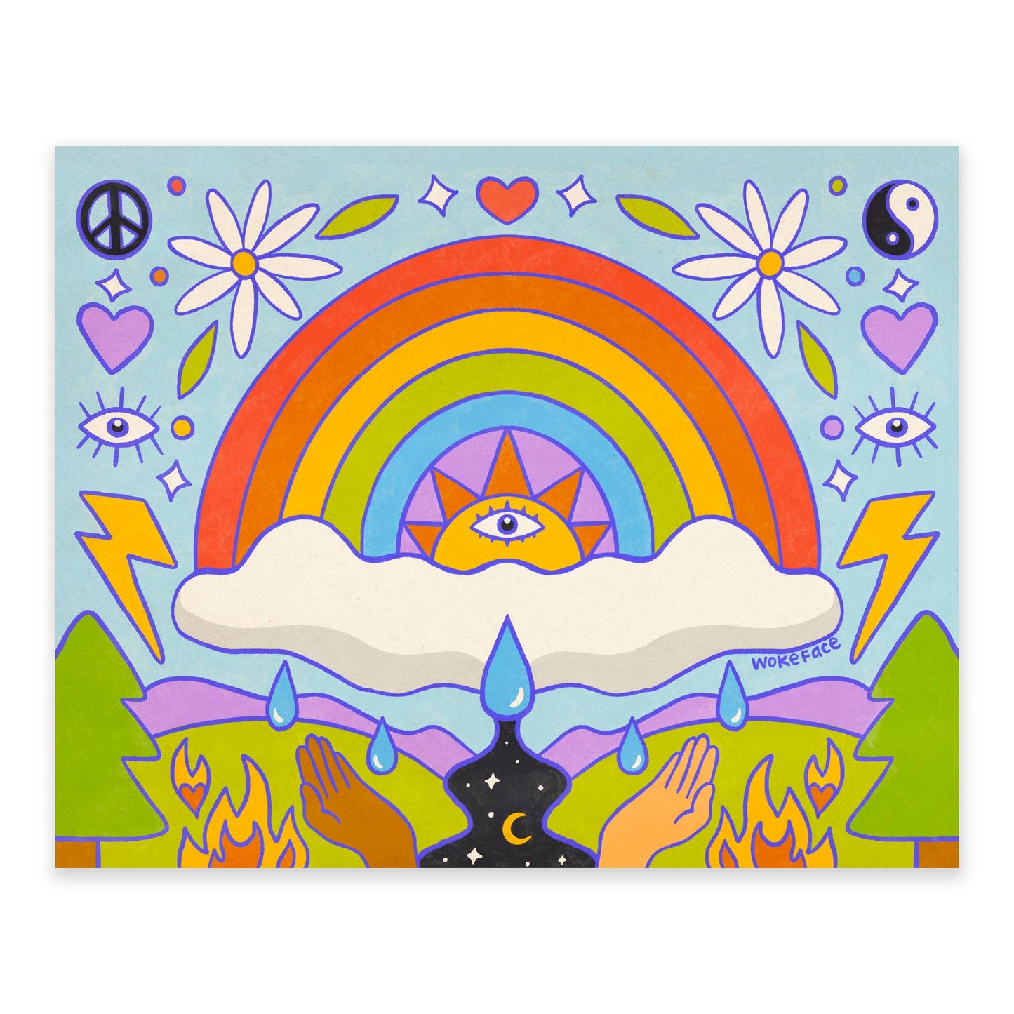 Rainbow Symmetry Wokeface Print